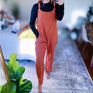 Terracotta Linen-y Overalls